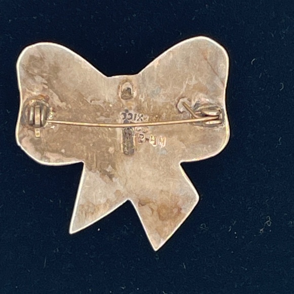 Vintage  Sterling  Silver  925 Ribbon Bow Puffy Brooch Pin 14g Mexico - Picture 5 of 10